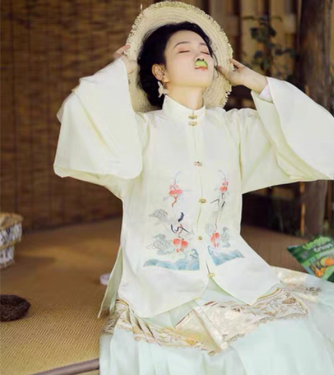 包邮兰若庭 汉服 望水云鹤 明制 立领 补...