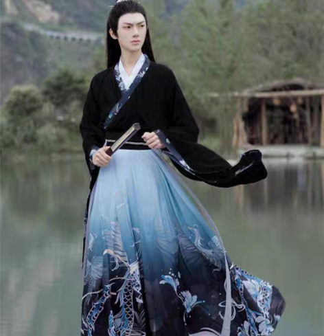 包邮如梦霓裳汉服情侣装交领大袖襦裙若耶山海...