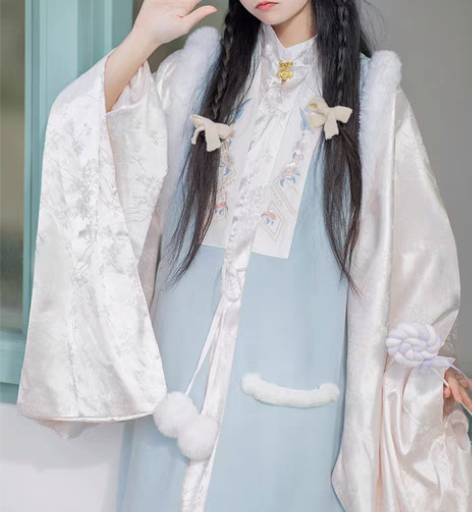 包邮敬亭山原创汉服女曦苓明制立领斜襟长袄中...