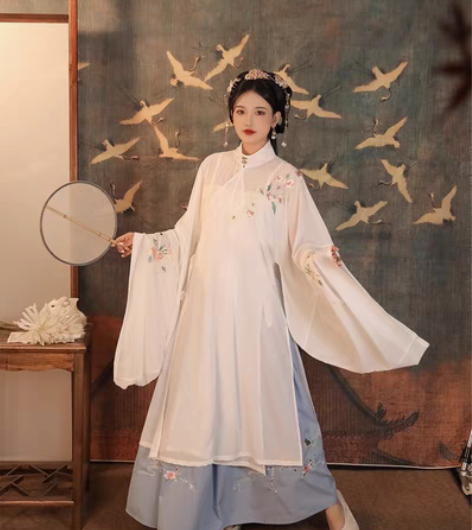 汉服女【牡丹记】袄裙刺绣立领褶裙日常长袄明...