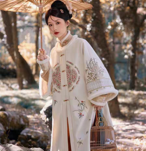 七月夕汉服 剔红海棠 米白色M码 立领短衫...