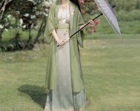 包邮柒邑汉服女明制合领衫【玉茗茶】原创中国...