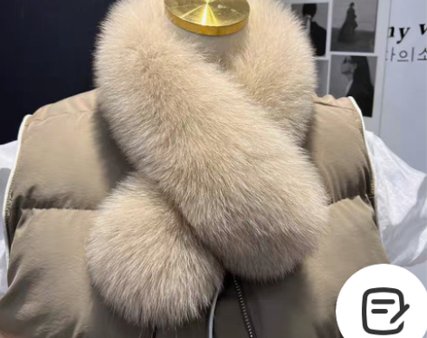 转卖韩国真狐狸毛围巾秋冬简约保暖加厚双面毛...