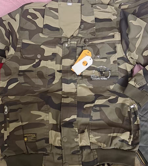 包邮纯棉弹力迷彩春秋款男工作服套装处理一套...