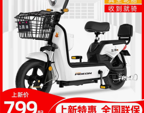 转卖飞鸽新国标电车48V电动车小型亲子代步...