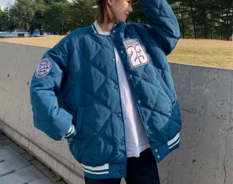 转卖菱格棒球棉服女ins潮冬季新款学生韩版...