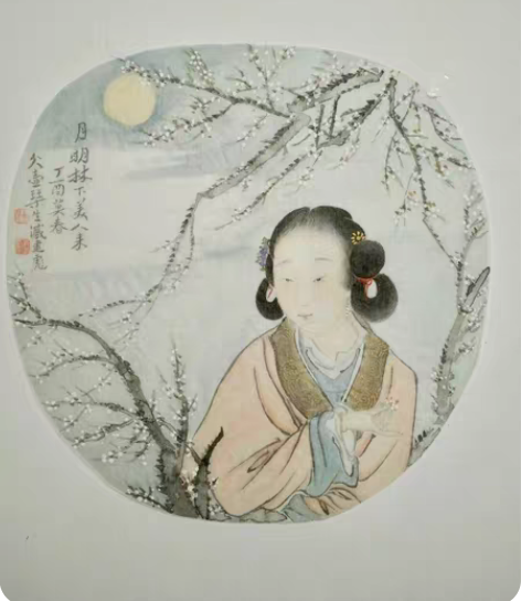 臧建彪绢本团扇面    潘雅声嫡传弟子 臧...