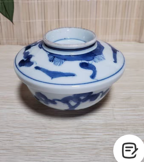 包邮日本 老柴烧 青花盖碗 做工细腻 画风...