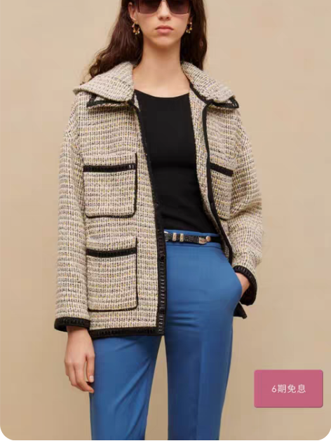 maje2023春季新款女装宽松落肩连帽翻...