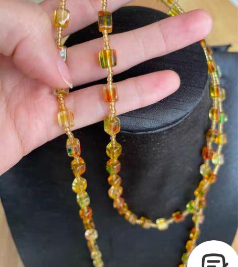 中古琉璃项链长款vintage可叠戴扣头有...