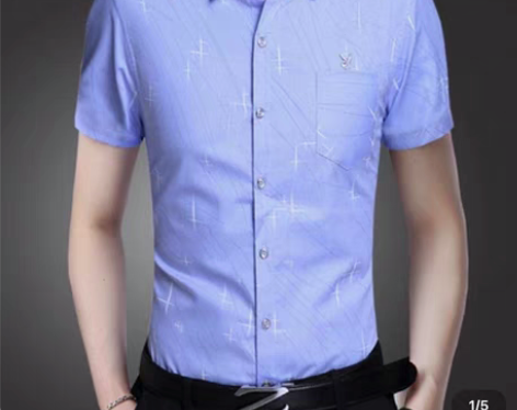 花花公子夏季薄款男士丝光纯棉修身韩衬衫衬衣...