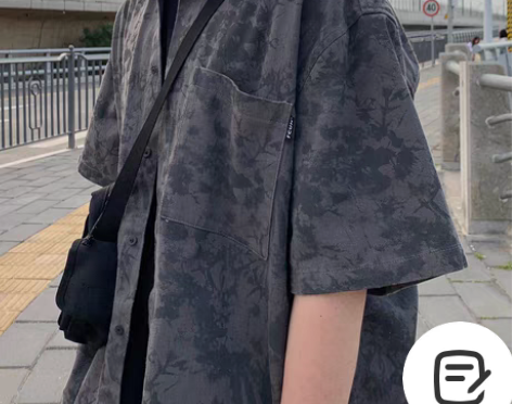 转卖方寸先生扎染衬衫男夏季韩版潮流帅气短袖...