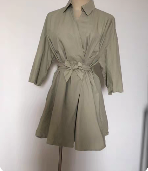 法式扭结设计感小众收腰衬衫连衣裙潮春季20...