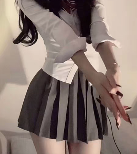 包邮JK制服纯欲风辣妹收腰长袖衬衫女日系学...