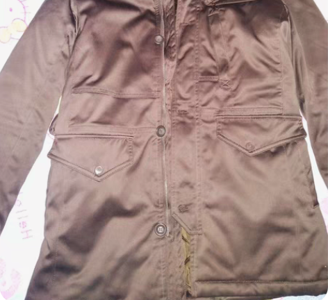 包邮韩版潮流百搭款修身棉服，咖啡色，没穿过...