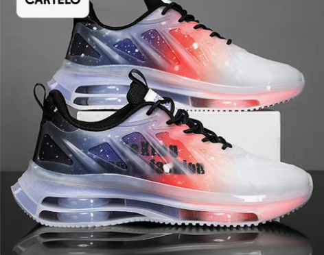 卡帝乐鳄鱼男鞋双层气垫鞋子男2023春季新...