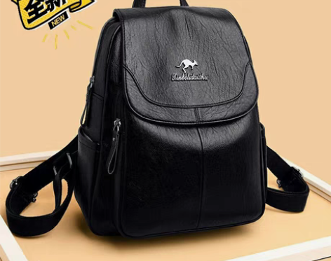 包邮【全新包邮】袋鼠真软皮双肩包时尚休闲女...