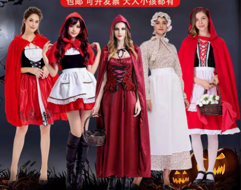 转卖万圣节成人cos小红帽服装连衣裙狼外婆...