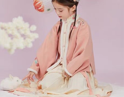 包邮新款加厚绣花汉服女童装可爱明制袄裙中国...