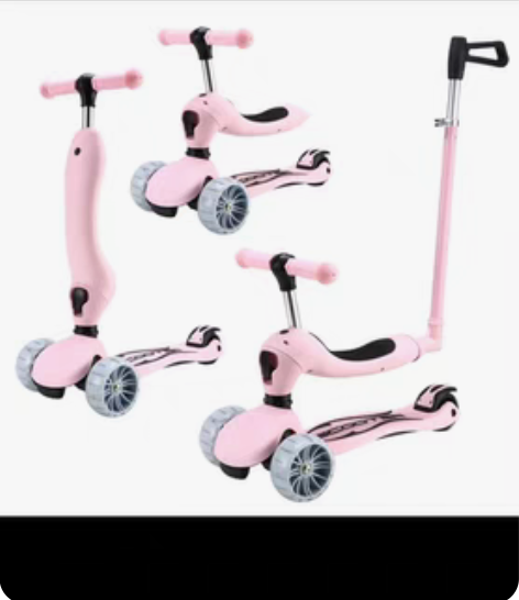 女小童滑板车，带手推，可以站着划坐着划，可...