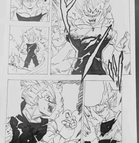 黑白手绘七龙珠 魔人布欧篇悟空vs贝吉塔 ...