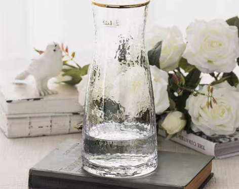转卖日系锤纹小透明玻璃花瓶简约创意水培插花...