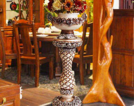 转卖大型落地大高花瓶套装欧式客厅摆件酒店装...