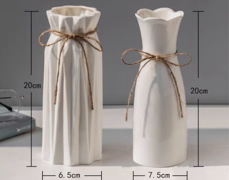 包邮【花瓶两个18.9元包邮】白色简约陶瓷...