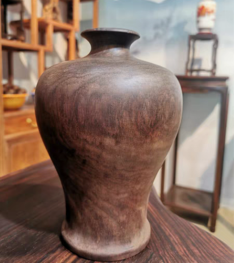 包邮大红酸枝交趾黄檀原木生磨花瓶摆件，13...