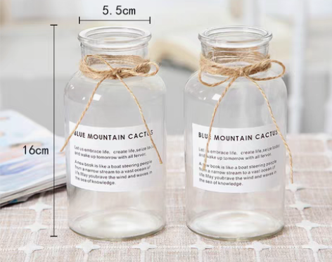 转卖创意玻璃花瓶透明摆件假花尤加利水培植物...