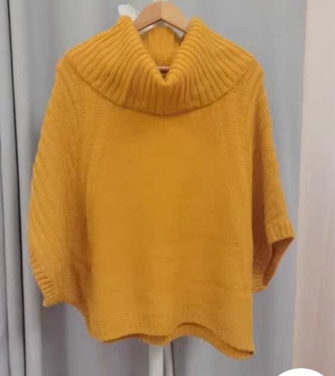 ORIGIN专柜购入，设计款堆领蝙蝠袖毛衣...