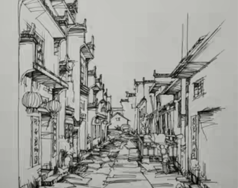 包邮手绘风 纯代画来图定制钢笔速写风景速写...