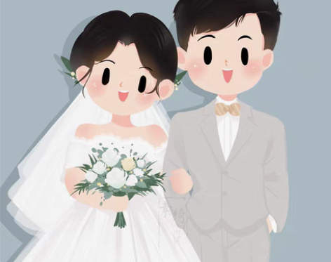 包邮婚礼请柬手绘头像卡通风动漫画原创设计情...