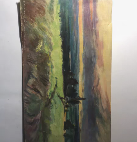 包邮老风景油画 尺寸18x30cm作者看底...