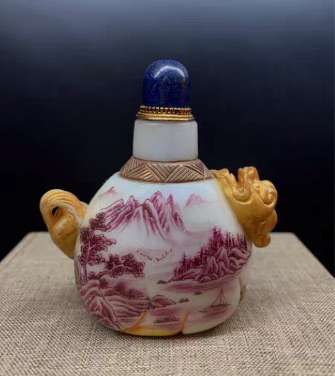 包邮此款为老琉璃珐琅彩鼻烟壶 内膛掏空！纯...