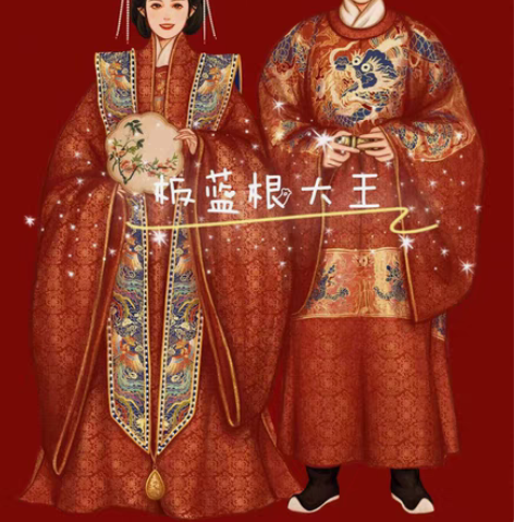 包邮手绘婚纱照 婚礼请柬摆台设计 汉服婚礼...