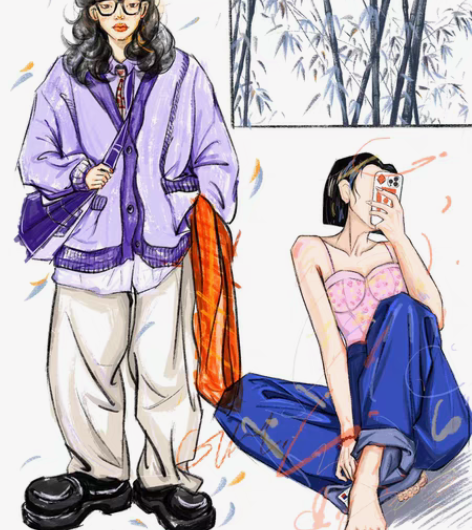 包邮【接稿中】（速写平涂风格）人物头像半身...