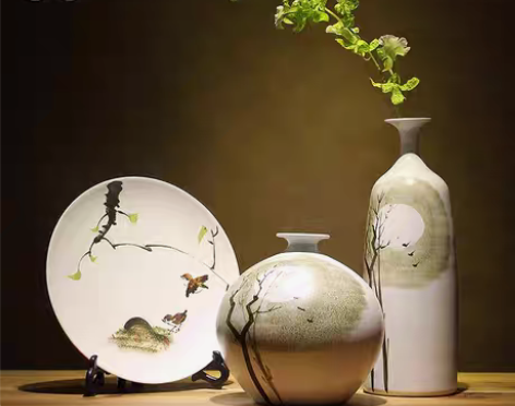 转卖景德镇新中式陶瓷花瓶摆件创意现代客厅博...