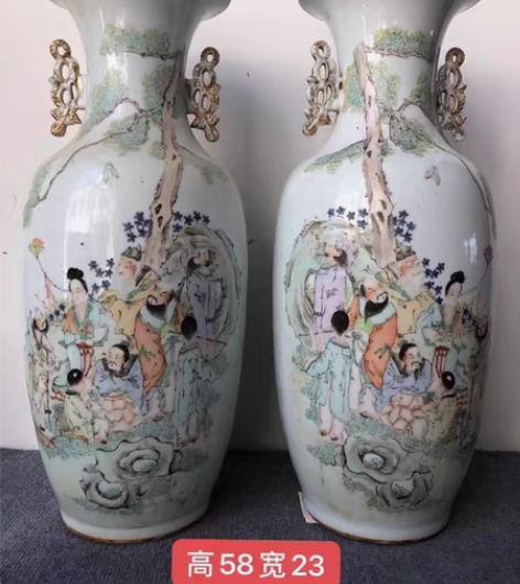 包邮清末民初浅彩手绘人物故事300件文房大...