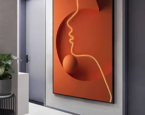转卖艺术LED灯带人物装饰画现代轻奢玄关挂...
