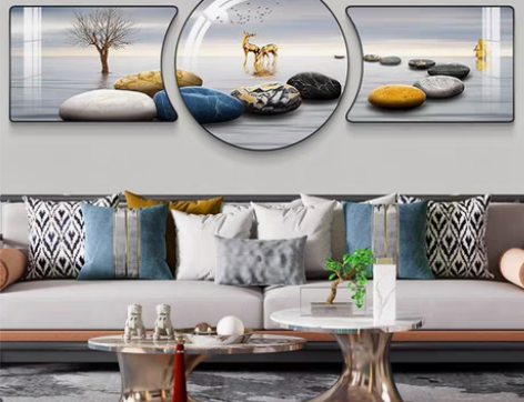 包邮厂家直销客厅装饰画新中式家和沙发背景墙...