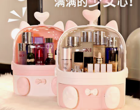 转卖网红化妆品收纳盒防尘卡通少女心宿舍整理...