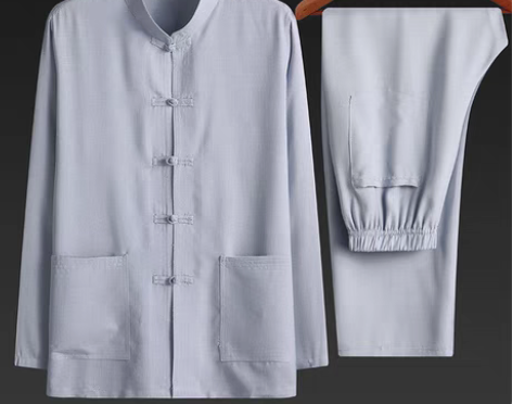 包邮全新 唐装男长袖棉麻套装爸爸夏装中老年...