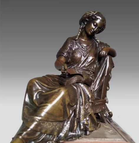 马图林·莫罗雕像“阅读中的女人”，精美青铜...