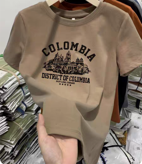 包邮正肩磨毛短袖T恤女宽松休闲百搭纯棉上衣...