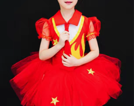 转卖儿童舞蹈服装定制设计歌颂祖国红领巾少先...