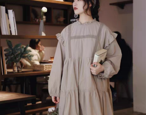 转卖日系女装荷叶边连衣裙甜美森系花边娃娃裙...