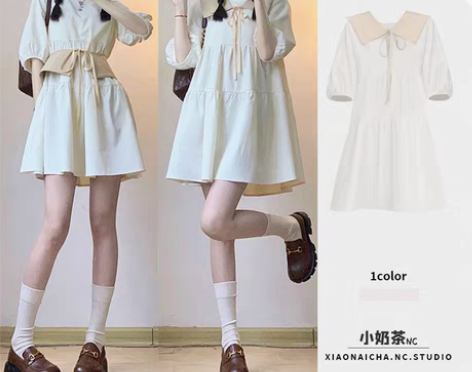 转卖2023夏季法式复古奶乖风娃娃裙女小清...