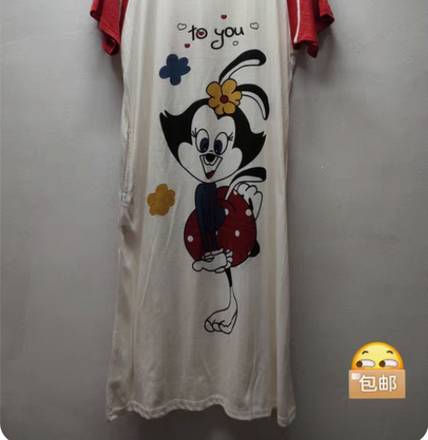 包邮全新可爱款睡裙针织棉超透气薄款可爱风睡...