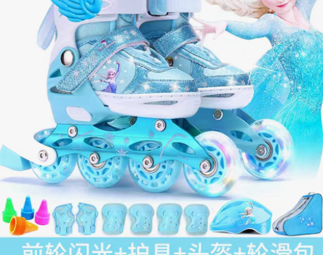 转卖迪士尼溜冰鞋儿童轮滑鞋全套装初学者男童...